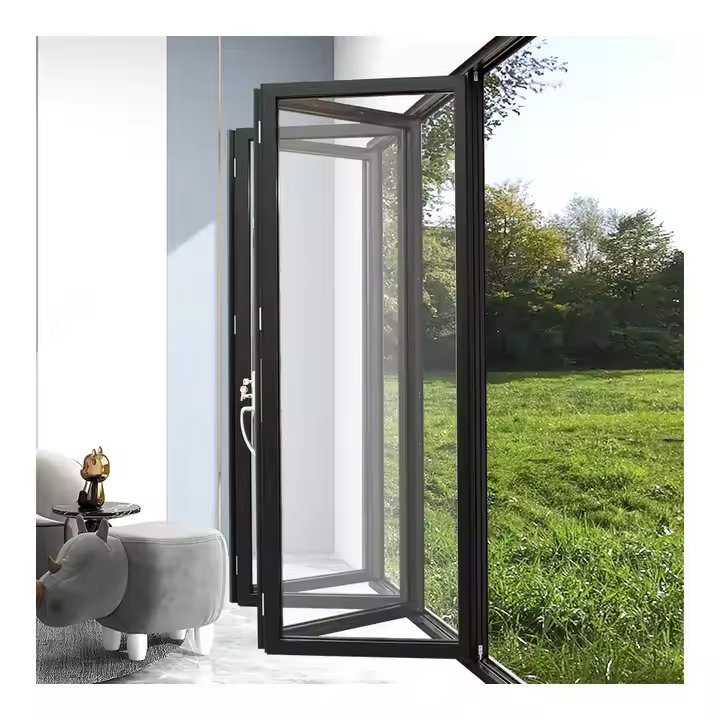 Custom Large Sliding Accordion Aluminum Tempered Glass Bi Folding Patio Doors