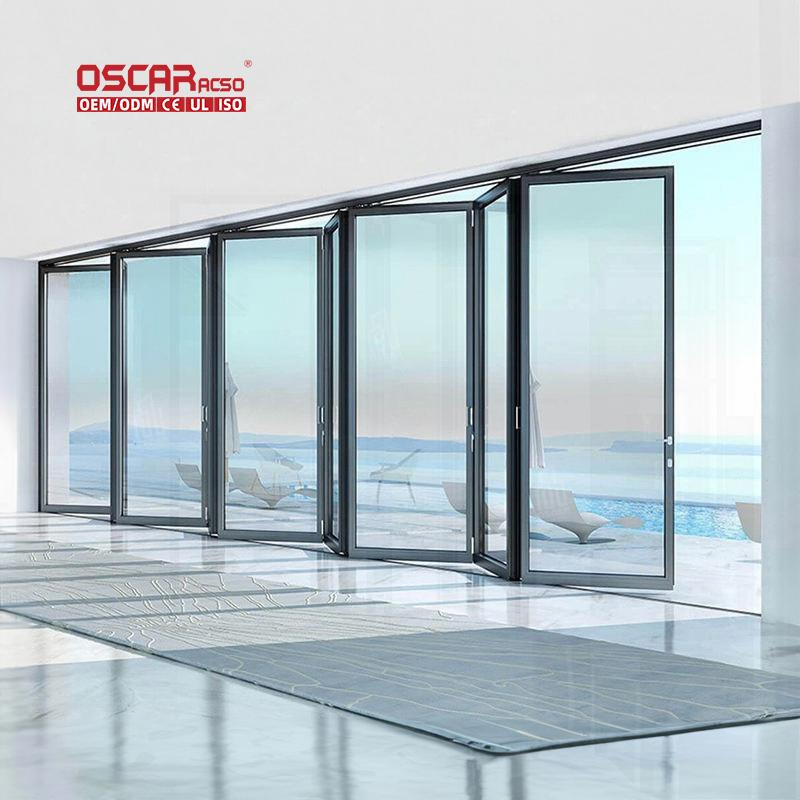 Barrierfree Plisse Aluminum Mosquito Pleat Slide Mesh Doors Retractable Screen Door Smooth Quiet Office Home Garden Door