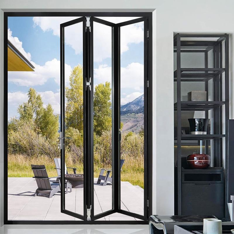 Glazed Door Exterior Conceal Stacking Sliding Aluminum Folding Door