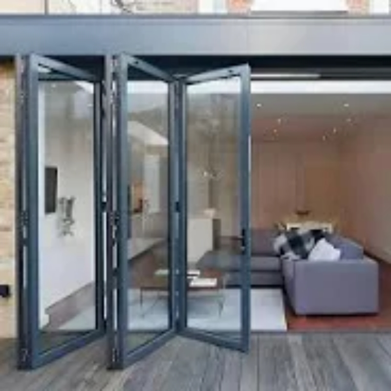 Aluminum Bi-Fold Entry Door External Accordion Patio Folding Door Modern Design for Living Room