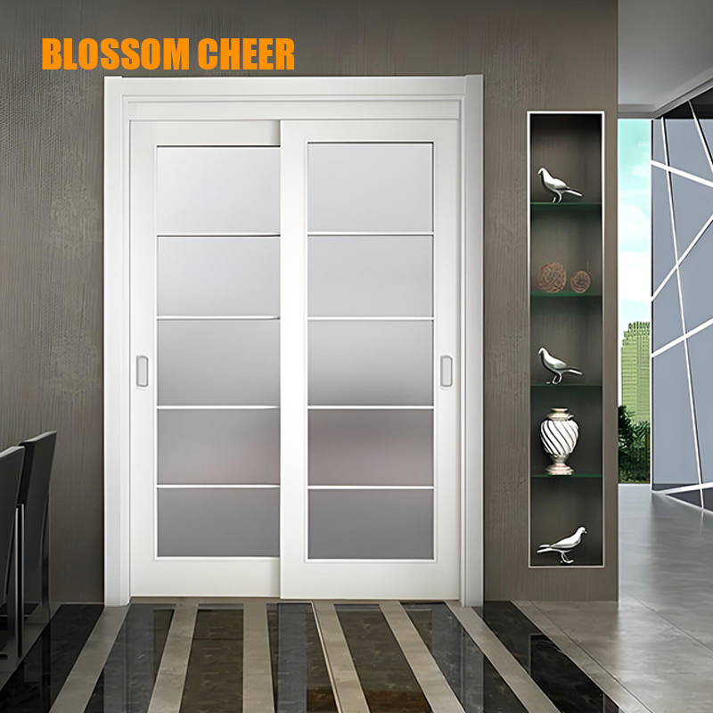 Painted Sliding Glass Double Door Leaf Linkage Into The Wall Pocket Door
