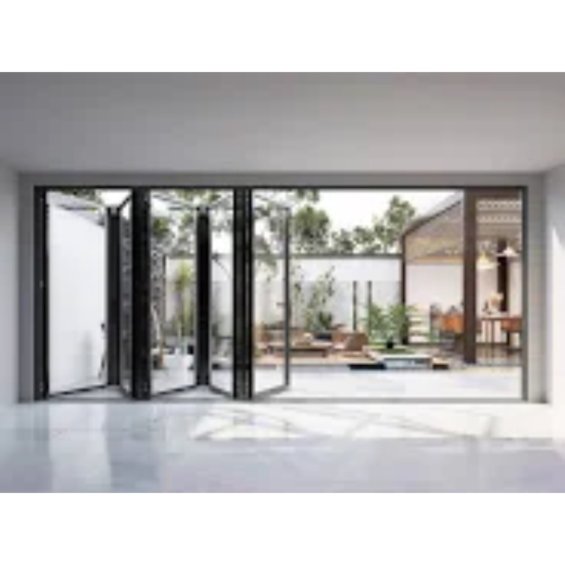 Aluminum Bi-Fold Entry Door External Accordion Patio Folding Door Modern Design for Living Room