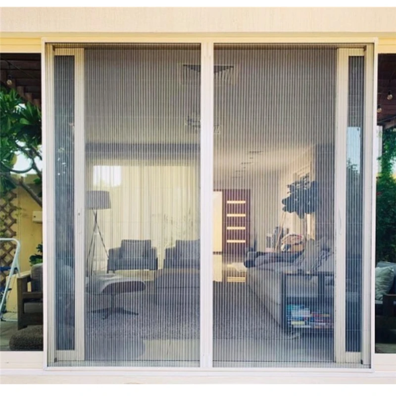 Aluminum Profile Plisse Pleated Sliding Polyester Mesh Door Mesh Retractable Insect Screen Door