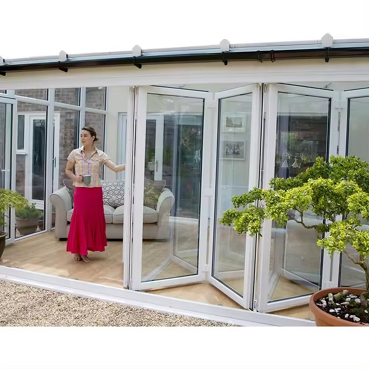 Aluminum Exterior Interior Patio Folding Door Front Doors for Houses Modern Glass Bi Folding Door