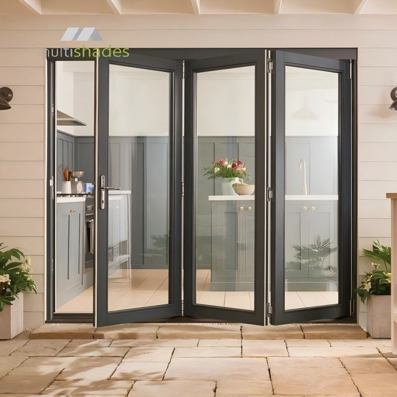 Multishades Stylish Weather Resistant Soundproof Thermal Insulation Patio Bi-Folding American Style Steel Security Interior Door