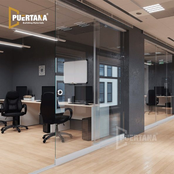 Interior Noiseless Aluminum Frameless Glass Stacking Sliding Door Exterior All Glass Multi Track Sliding Glass Wall System