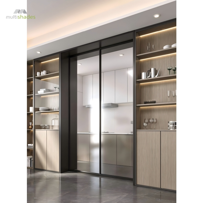 Multishades Premium Aluminum Profile Glass Sliding Door Minimalism Interior Pocket Door Concise Style Sliding Door