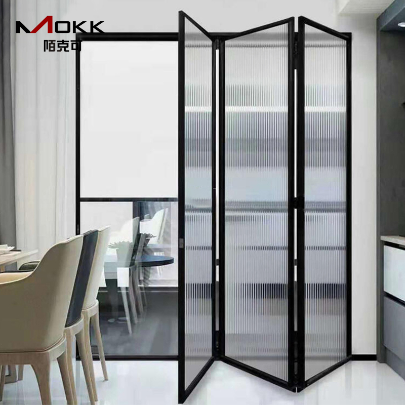 Folding Door Accordion Bi-Fold Residential Commercial Composite Interior Glass Folding Door Patio Doors Glass Folding Doors, Aluminum Alloy Folding Doors
