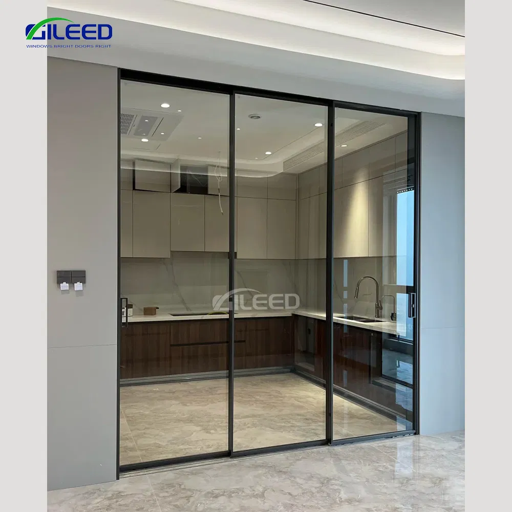 Luxury Heavy Duty Slim Frame Panoramic Large Glass Panel Sliding Aluminum Door for Villa House