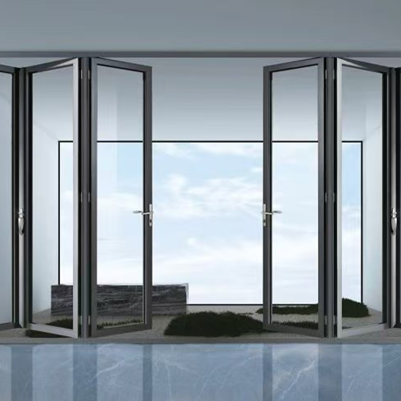 High Quality Living Room Partitions Frameless Folding Door Interior Slim Frame Soundproof Panoramic Aluminium Folding Door