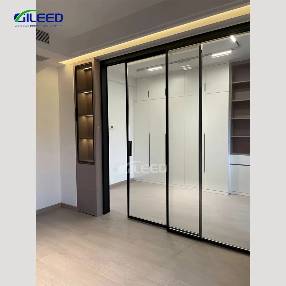 Luxury Heavy Duty Slim Frame Panoramic Large Glass Panel Sliding Aluminum Door for Villa House