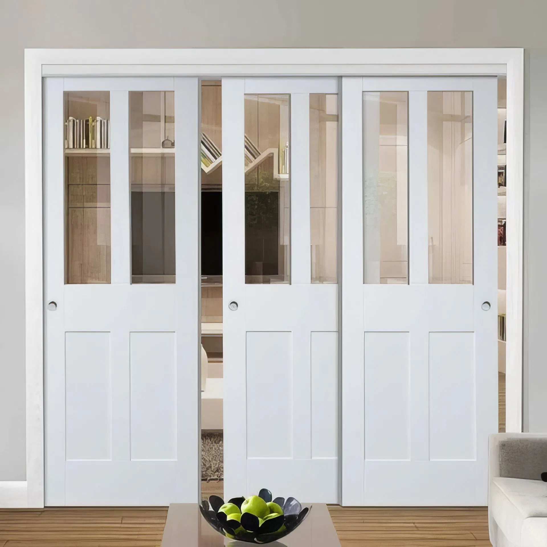 Exterior Concealed Stacking Multi-Sliding Pocket Door PVC Sliding Patio Door Concealed in Wall Glass