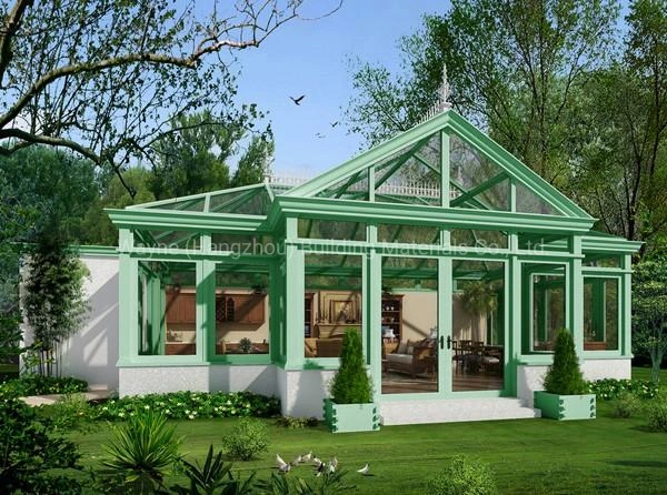 Four Seasons Aluminium Glass Conservatory with Double Glazed Lowe Glass and Thermal Beak Aluminium Frame and Electric Skylight Roof Window From China Factory