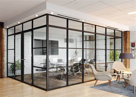 Commercial Office Room Aluminum Frame Smart Glass Partition Doors