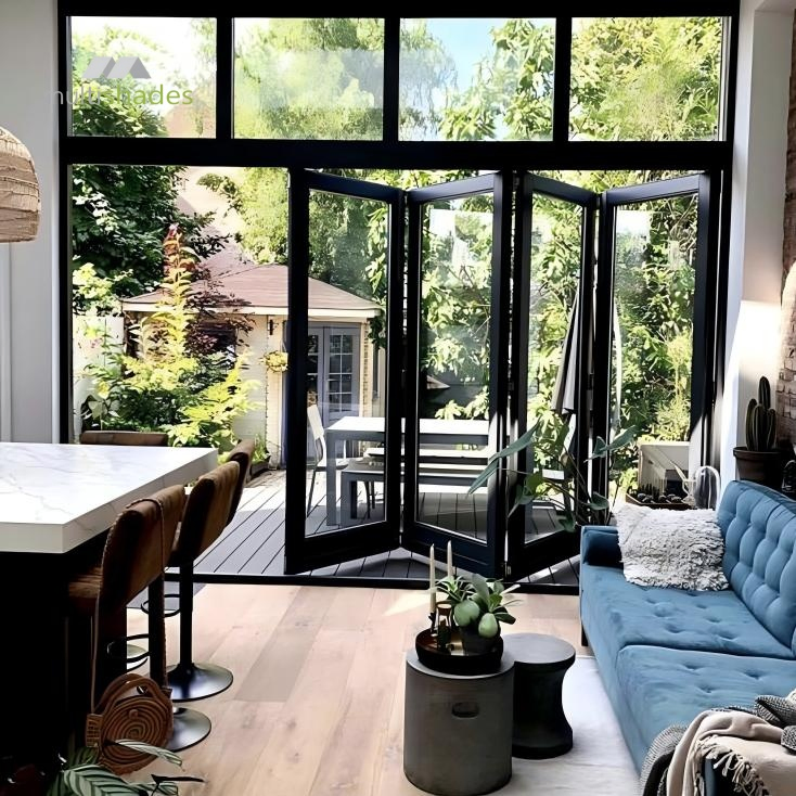 Multishades Nfrc Certified Folding Door Aluminium Bi-Fold Door Metal Folding Glass Door Thermal Break Aluminum Accordion Door