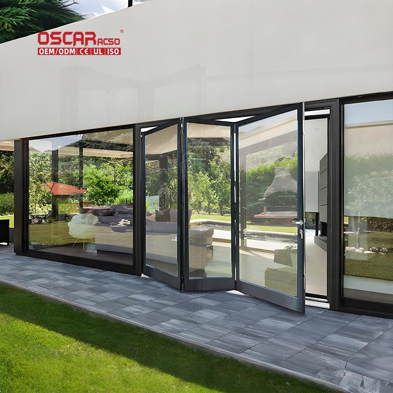 Barrierfree Plisse Aluminum Mosquito Pleat Slide Mesh Doors Retractable Screen Door Smooth Quiet Office Home Garden Door