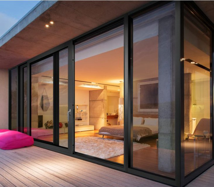 Panoramic Easy to Install Slim Aluminum Alloy Frame Tempered Glass Sliding Balcony Glass Door