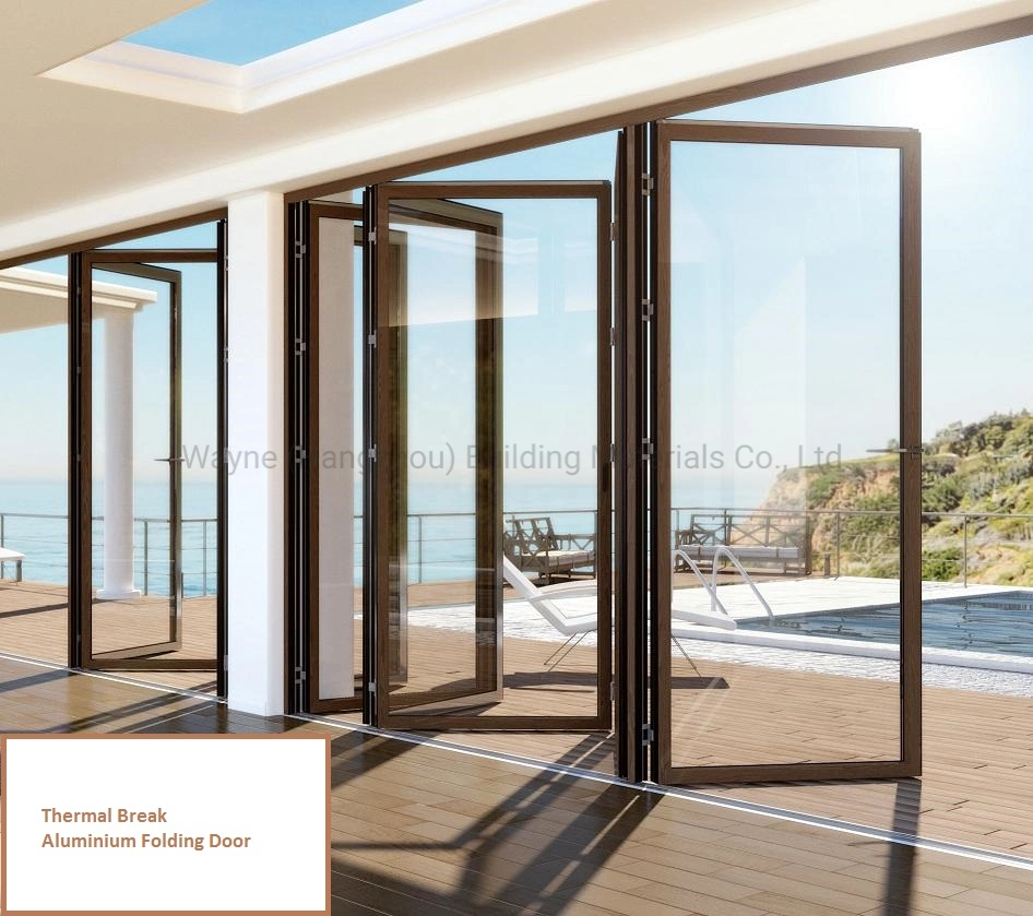 10% off Series Slim Frame Aluminum Bi Fold Sliding Entrance Interior Exterior Door Thermal Break Glass Bi Folding Door Aluminium Balcony Glass Door