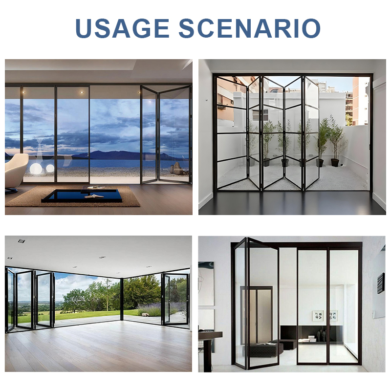 Luxury Aluminum Alloy Folding Door Slim Frame Thermal Break Structure and Energy Saving Double Glass Panels Door