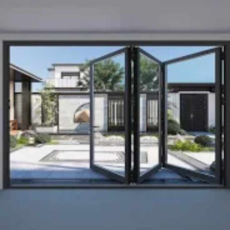 Aluminum Bi-Fold Entry Door External Accordion Patio Folding Door Modern Design for Living Room