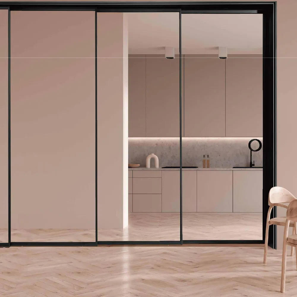 Hotel Outdoor Slim Aluminum Frame Slide Glass Door External Villa Patio Glazed Panoramic Sliding Doors