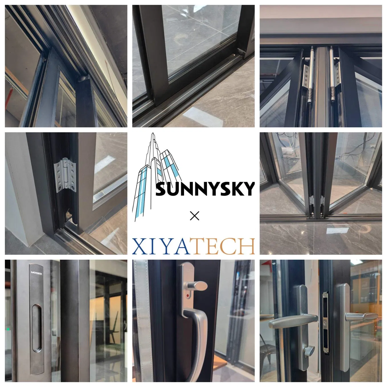 Sunnysky China Factory Windproof Waterproof Aluminum Sliding Door System Double Lowes Glass Patio Pocket Sliding Glass Doors
