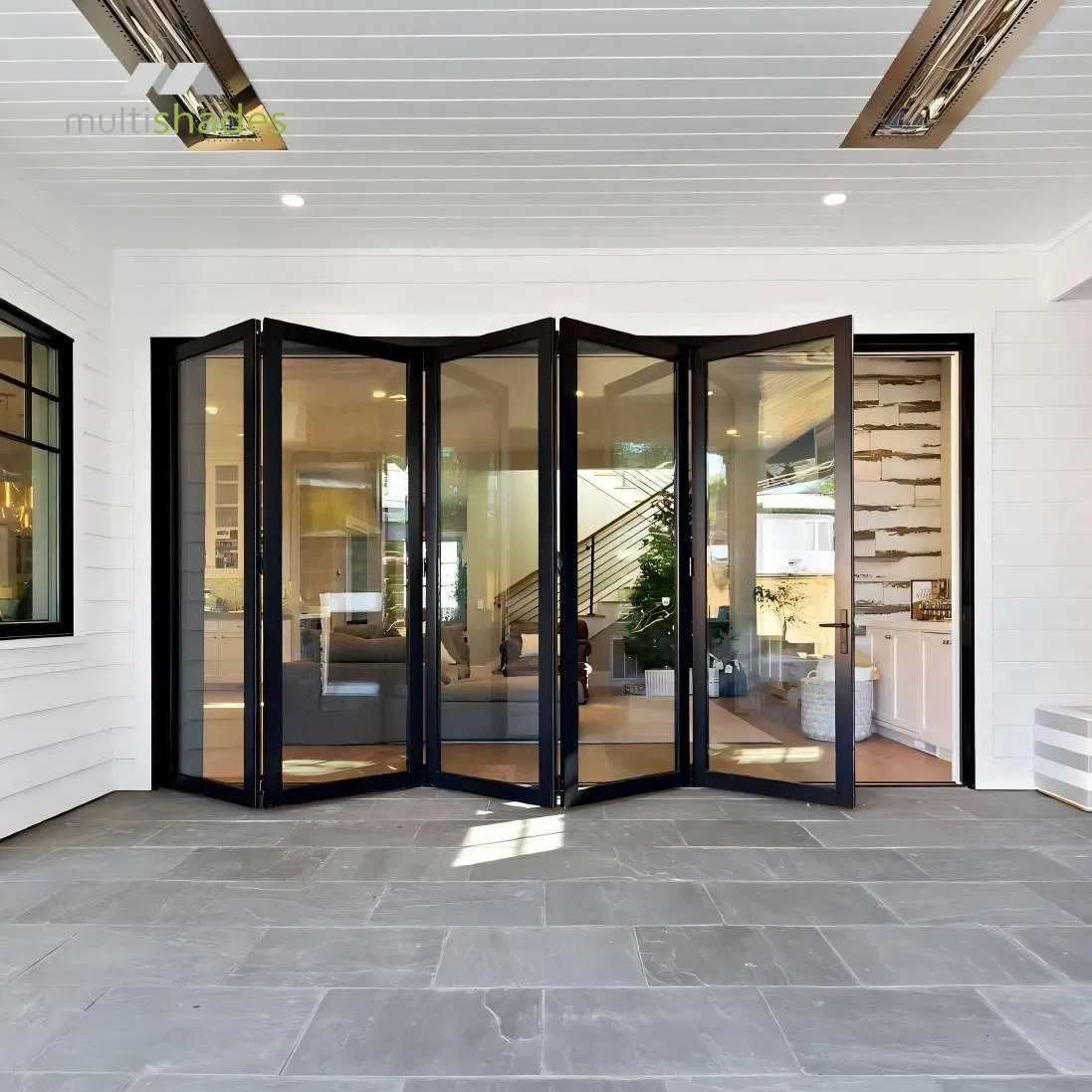 Multishades Nfrc Certified Folding Door Aluminium Bi-Fold Door Metal Folding Glass Door Thermal Break Aluminum Accordion Door