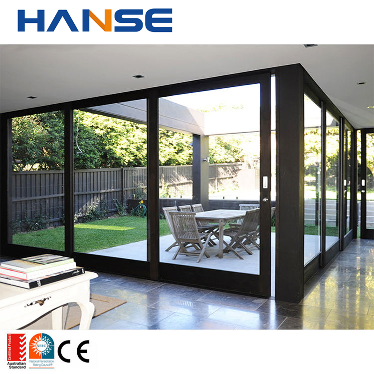 Exterior Conceal Stacking Sliding Patio Door Large Double Tempered Aluminum Door Profile Hidden Glass Pocket Slide Doors Inside