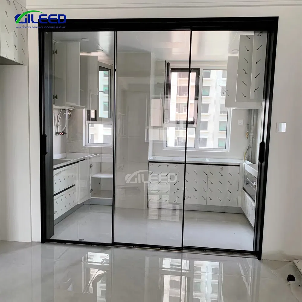 Luxury Heavy Duty Slim Frame Panoramic Large Glass Panel Sliding Aluminum Door for Villa House