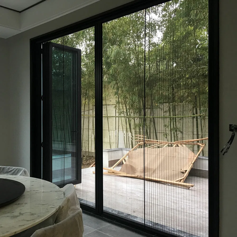 Aluminum Frame Large Opening Retractable Screen Door, Pleated Mesh Screen Sliding Door