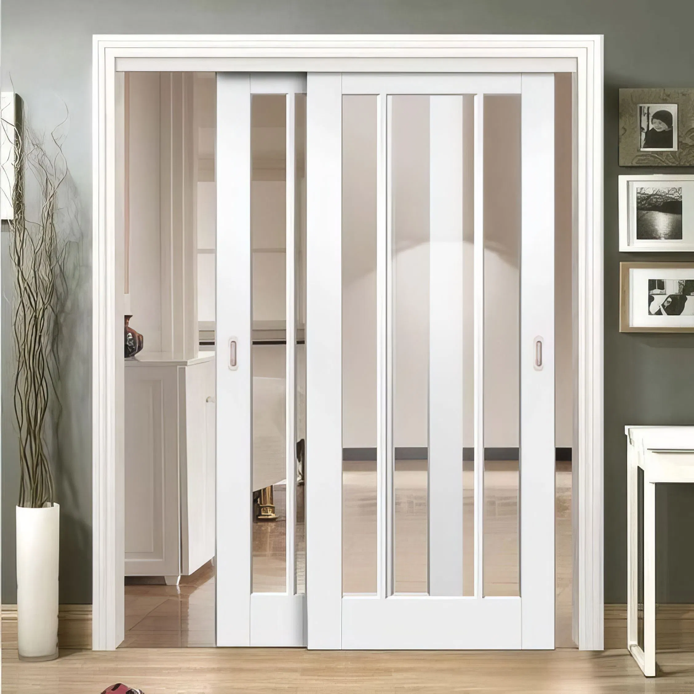 Exterior Concealed Stacking Multi-Sliding Pocket Door PVC Sliding Patio Door Concealed in Wall Glass