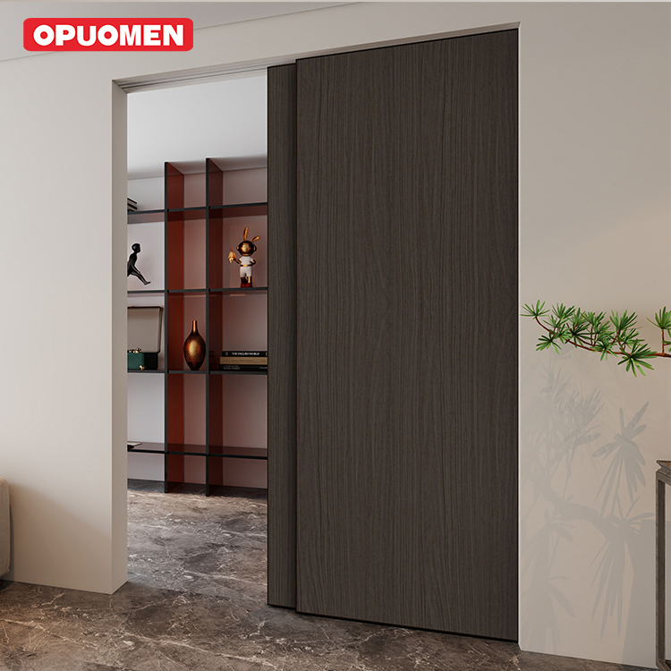 Interior Sliding Wooden Pocket Door Slim Frame Frameless Pocket Telescope Sliding Door