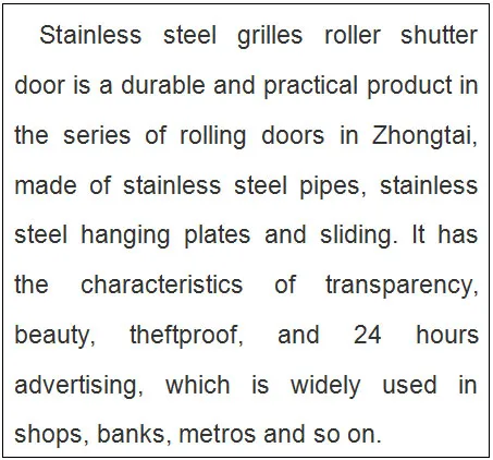 Roller Shutter Detail