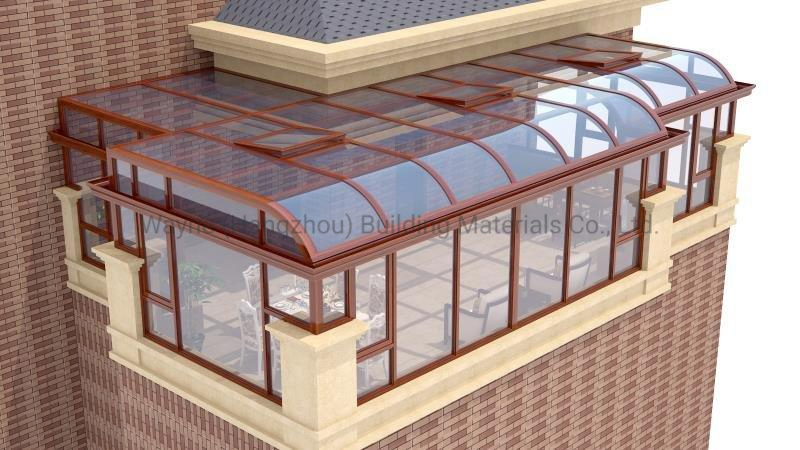 Wood Texture Aluminium Glass Conservatory for House Villa with Customized Design and Color From 15 Years China Professional Factory with Good Price and Quality