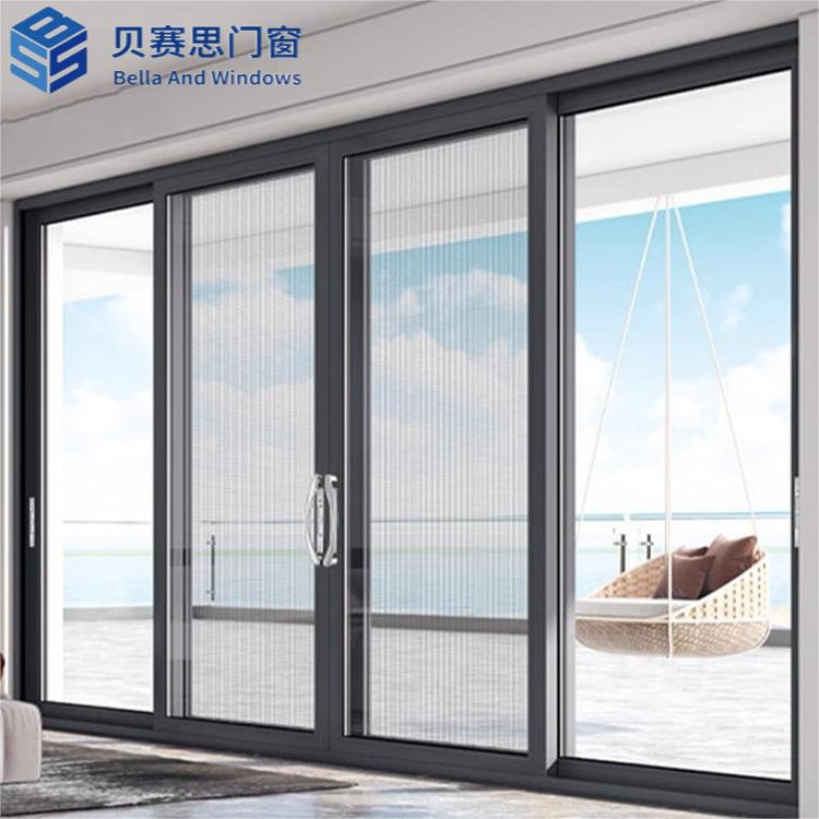 Thermal Break Lift Slide Doors Fire Rated Double Patio Doors Sliding Glass Retractable Aluminum Sliding Door with Screen