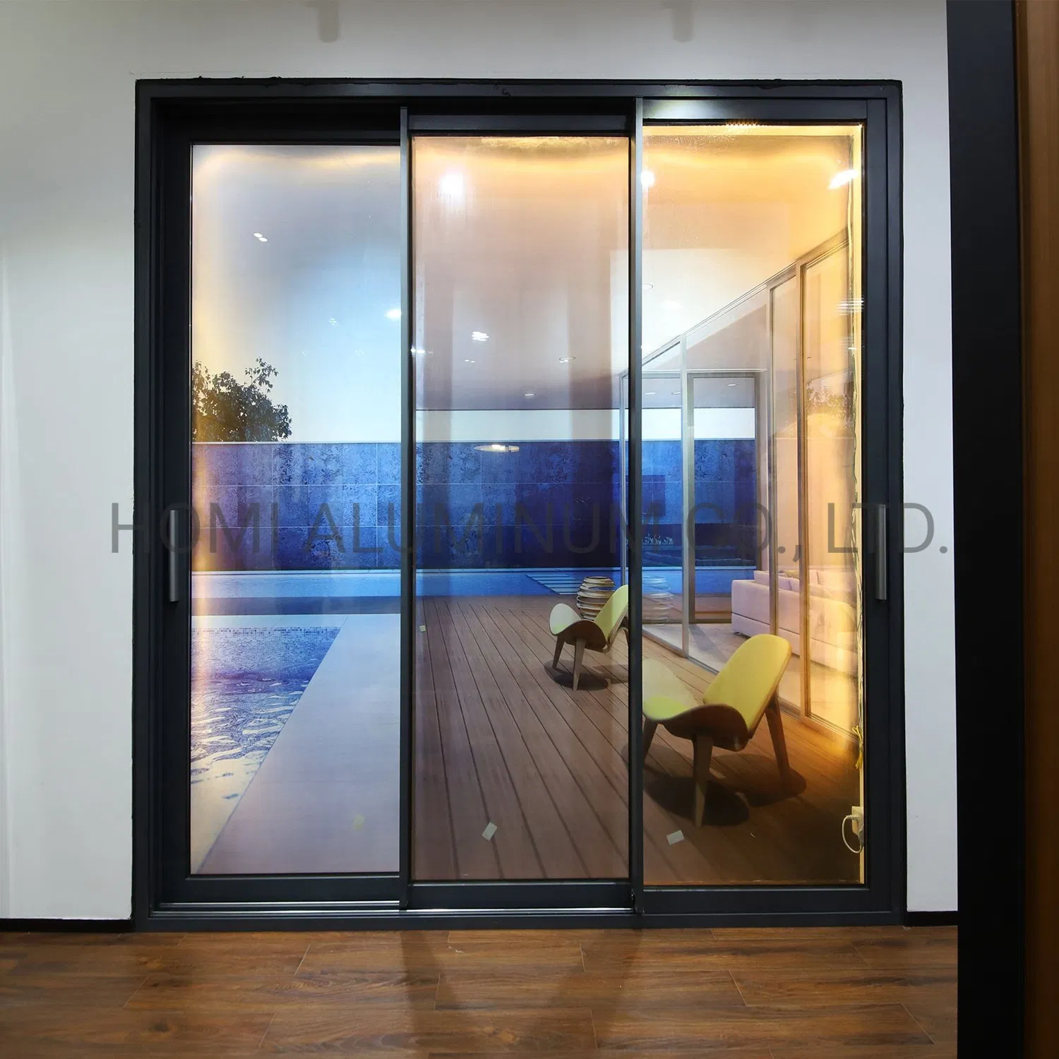 Slim Sliding Door Aluminium 6063-T5 Powder Coating Panoramic View