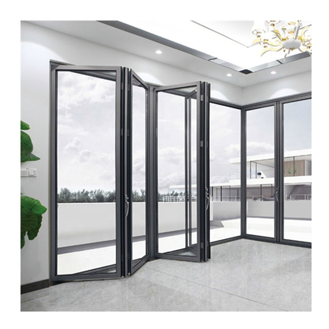 Aluminum Frame Exterior Folding Sliding Doors Stacking Glass Aluminum Folding Door
