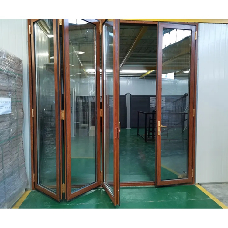 Aluminum Exterior Interior Patio Folding Door Front Doors for Houses Modern Glass Bi Folding Door
