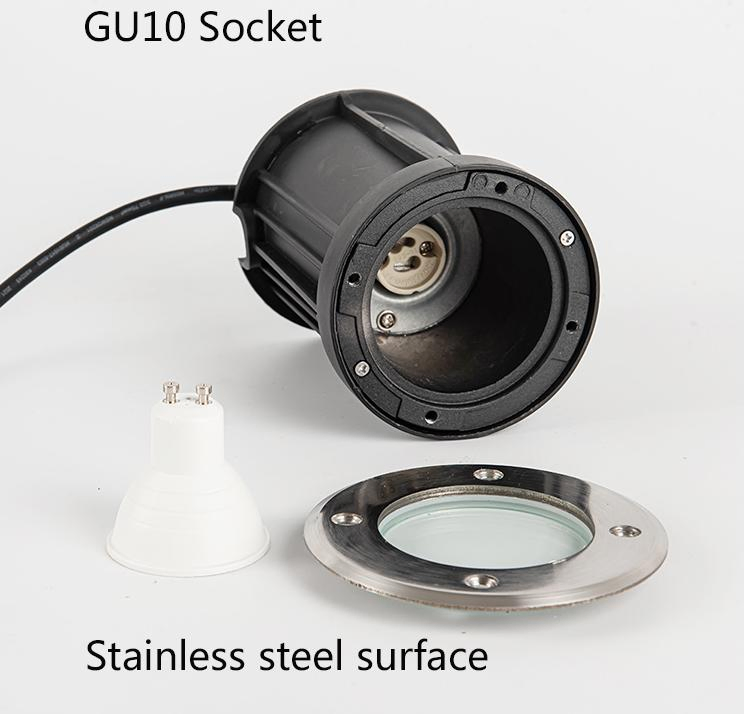 Round GU10 G5.3 MR16 IP67 Waterproof Stainless Steel Recessed Underground Inground Floor Buried Uplight Light