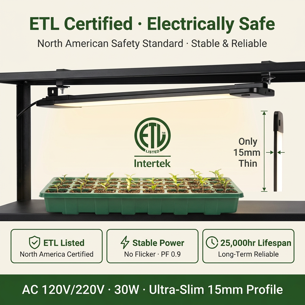 Grow Light for Seed Starting Tray 3 Spectra 24V Safe Grow Light with Timer for Seedling Veg Bloom