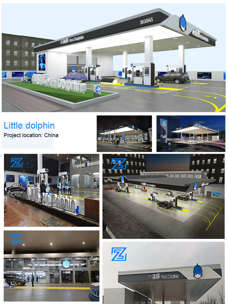 Wholesale Custom-made Stainless Steel Canopy LED Light Source 8-Year Lifespan Design Install Service for Gas Station Pylon Sign