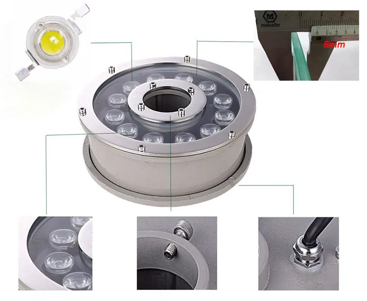 LED Fountain Pool Light Technical Dimension Details