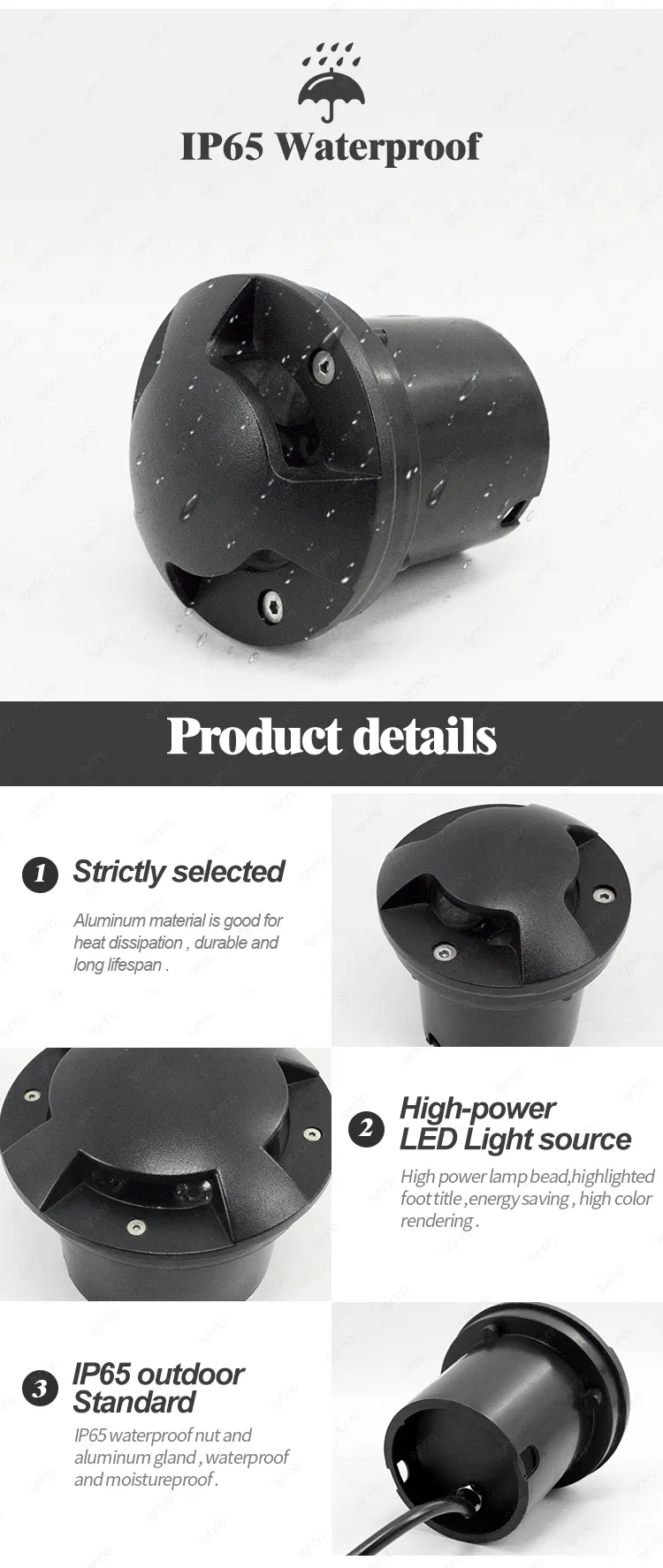 Half Moon Outdoor LED Step Light Deck Inground Lamp Underground Light
