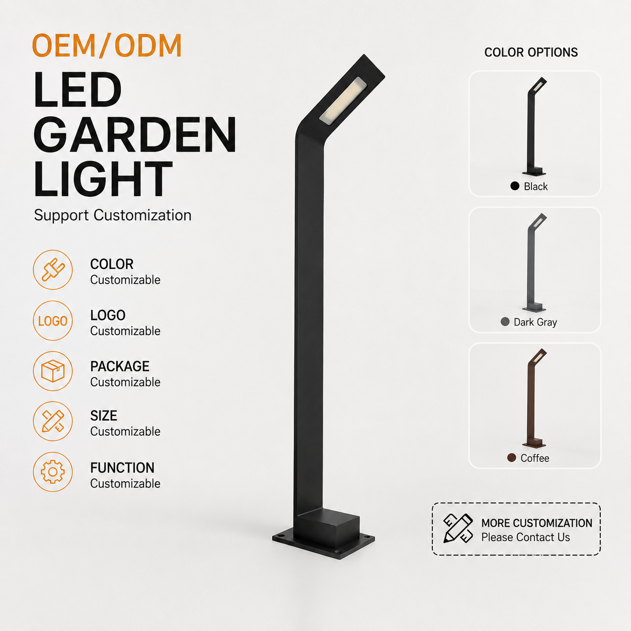 LED Garden Light Outdoor Waterproof IP65 Aluminum Lawn Lamp 4.5W Modern Bollard Pathway Light 100V-265V OEM ODM Support