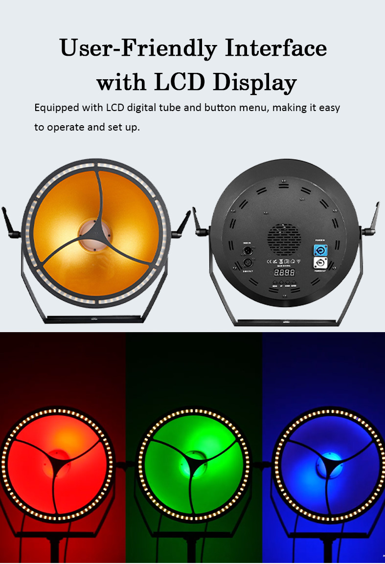 200W RGBW LED Spotlights with Colorful Backlight for Garden Party Poolside Wedding Theatre Club Events