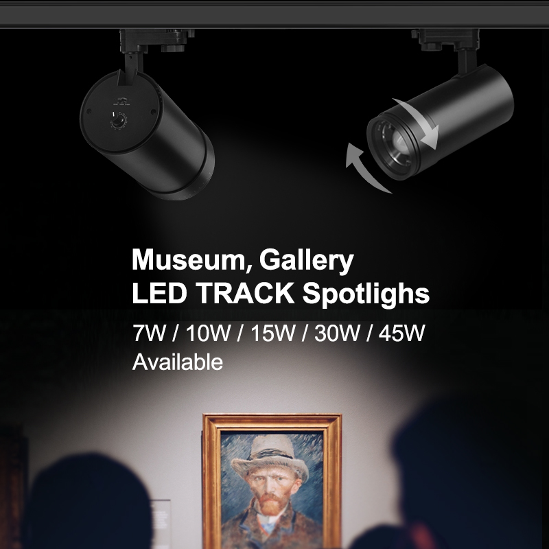 10W 20W 30W UL Aluminum Adjustable CRI97 3CCT 0-10V Dimmable Zoomable museum Gallery Hotel Shapeable COB Led Track Spotlight