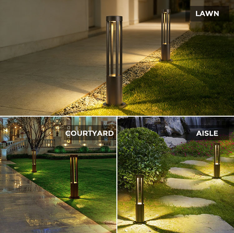 Factory Customized Modern Outdoor Lawn Lamp IP65 Aluminum AC Garden Bollard Light for Courtyard Villa Landscape Lighting