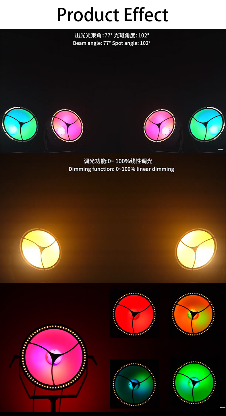 200W RGBW LED Spotlights with Colorful Backlight for Garden Party Poolside Wedding Theatre Club Events