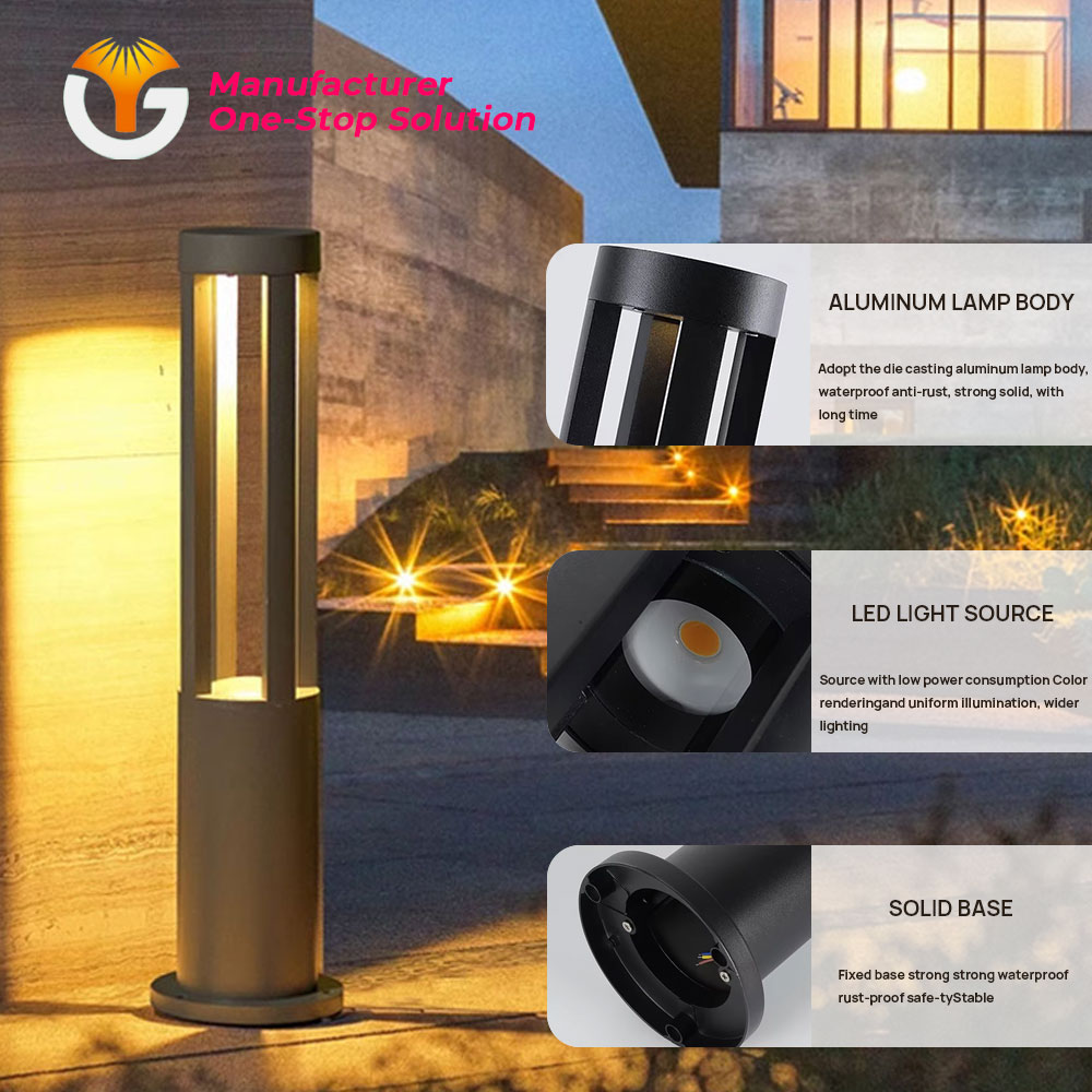 Factory Customized Modern Outdoor Lawn Lamp IP65 Aluminum AC Garden Bollard Light for Courtyard Villa Landscape Lighting