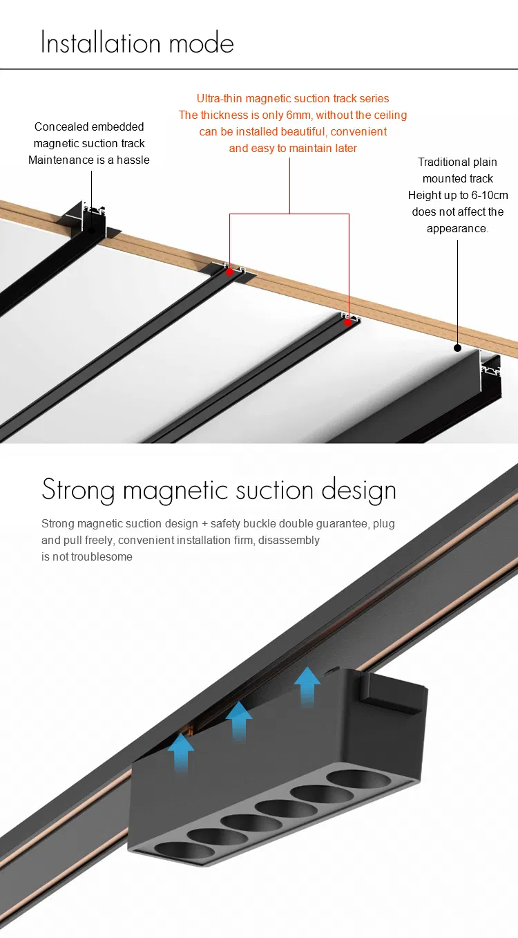 12W 20W 30W Modern Track Lighting Magnetic Grill Light
